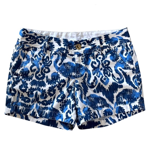 Lilly Pulitzer Womens Size 0 The Callahan Pockets Shorts Blue White Cotton Chino - Picture 1 of 9